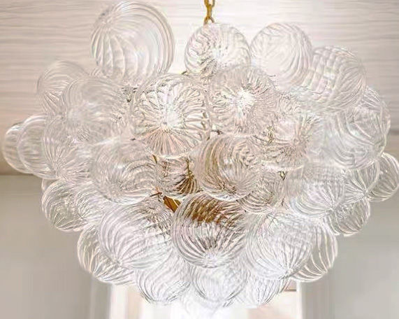 Customer photo review of Contemporary Clear Ribbed Bubble Chandelier