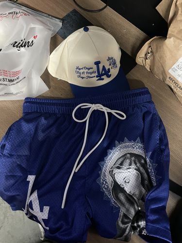 Customer photo review of LA 'Ave Maria' Premium Mesh Shorts