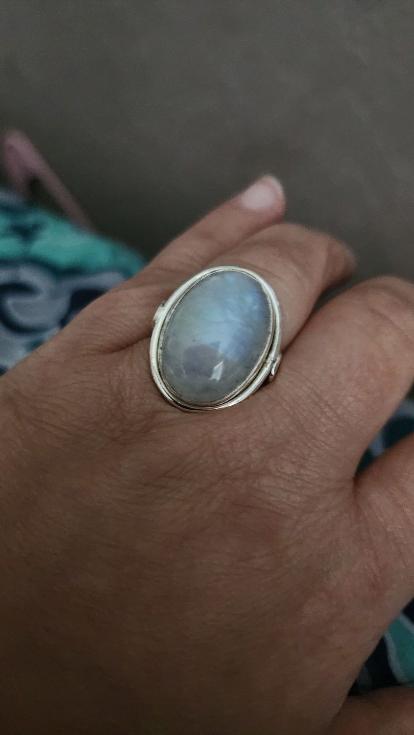 Customer photo review of Sterling Silver Rainbow Moonstone Ring