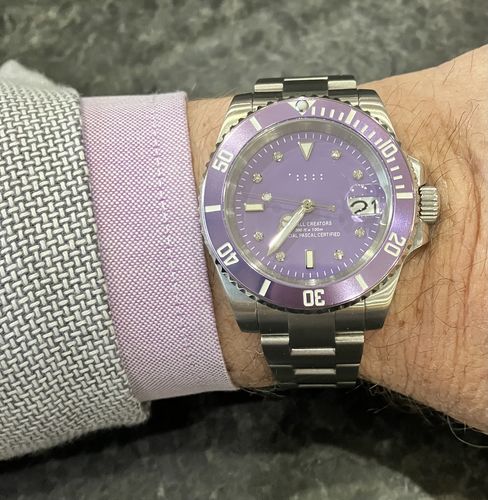 Customer photo review of Pascal Royal Luxe Diamond Watch (Lavender Field Bezel)