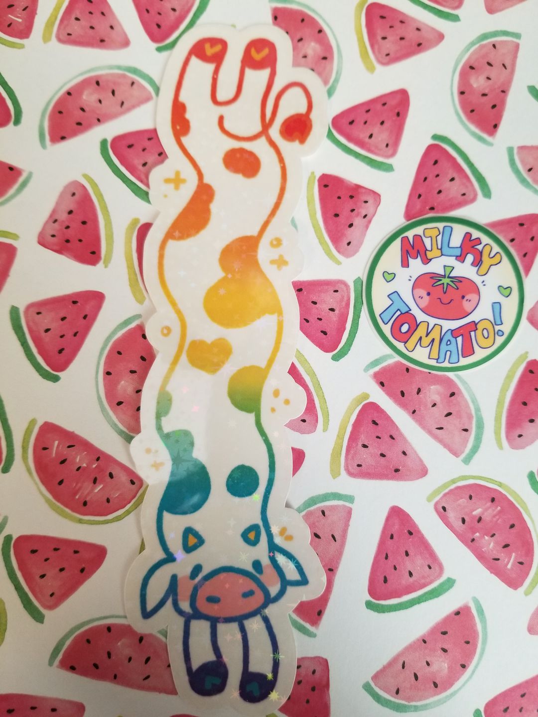 Customer photo review of MORE Sparkly Long Cow Stickers!