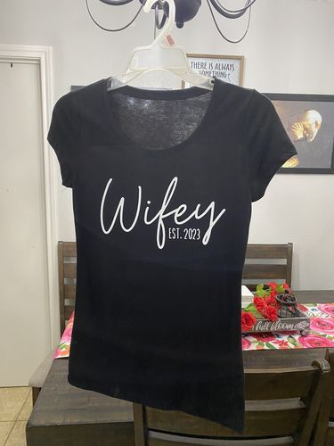 Customer photo review of Wifey 2023 DTF Transfer