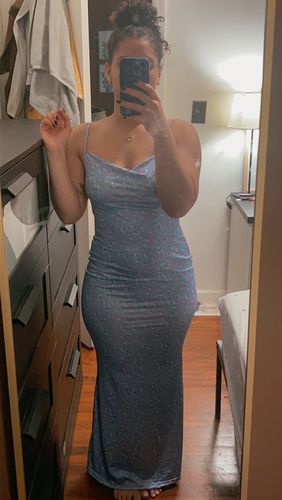 Customer photo review of Mathea Backless Maxi Dress
