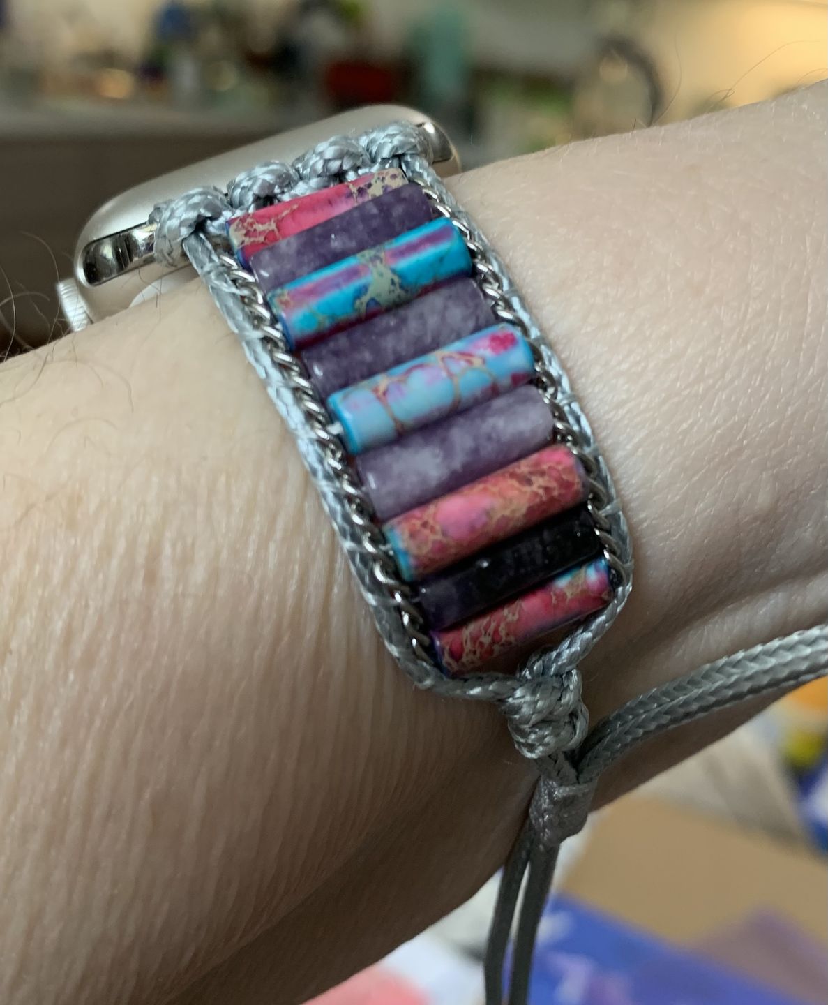 Customer photo review of Serene Imperial Jasper Apple Watch Strap