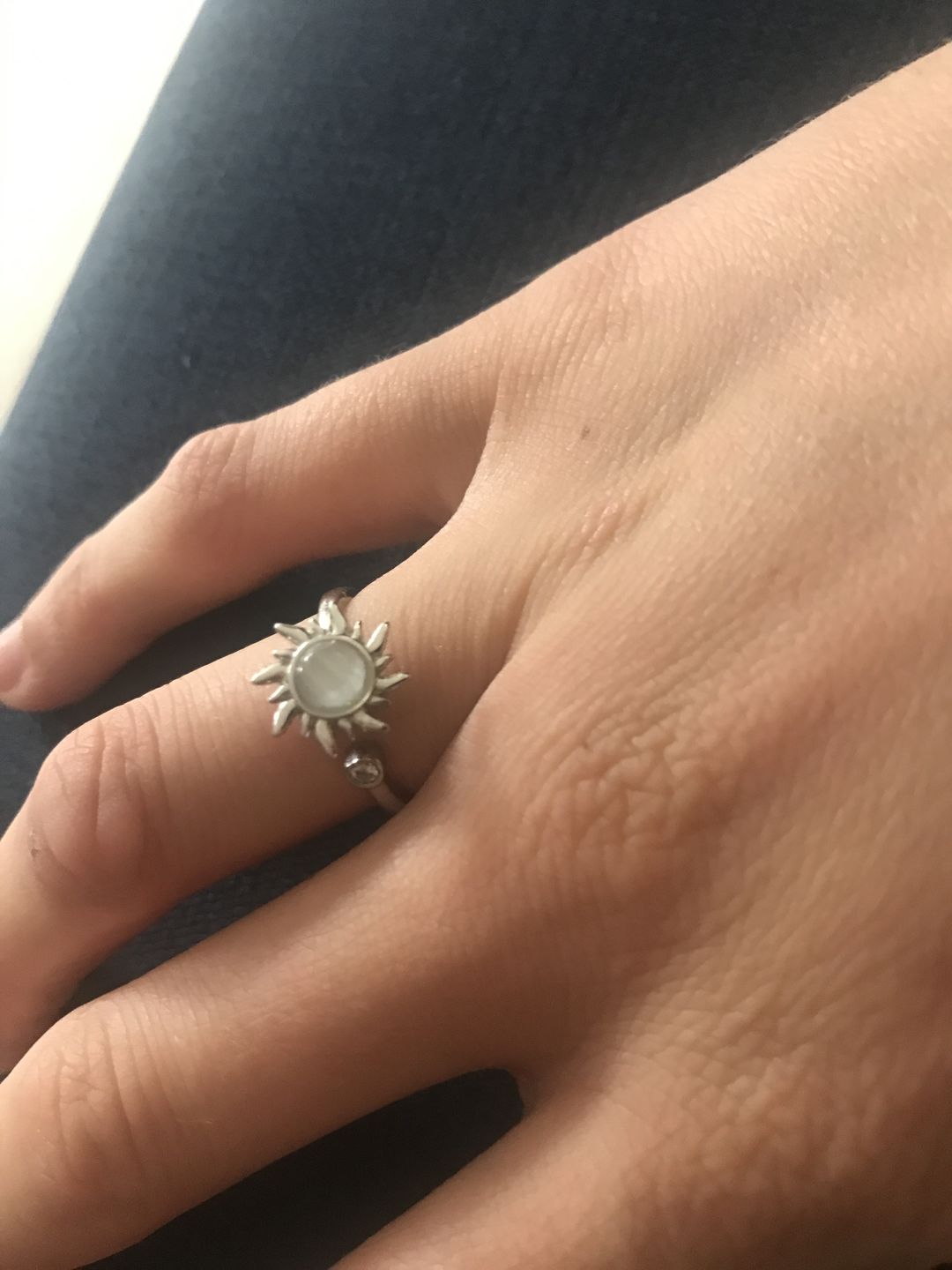 Customer photo review of silver 4-bead adjustable anxiety ring (316L)