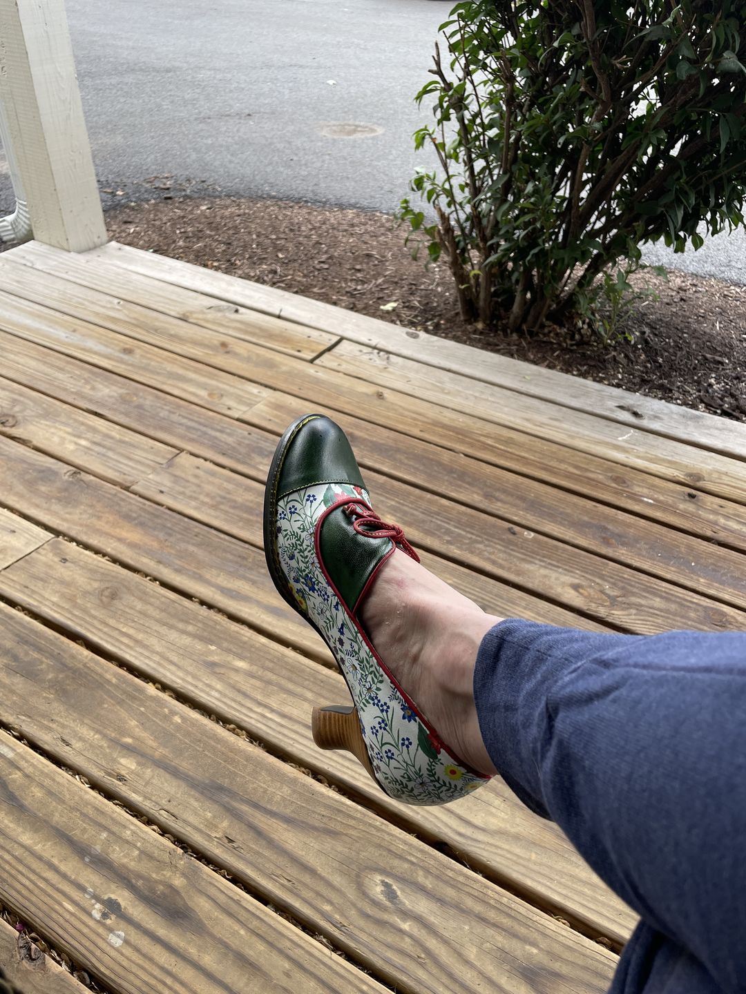 Customer photo review of Vintage Hand-embossed Leather Low Heels