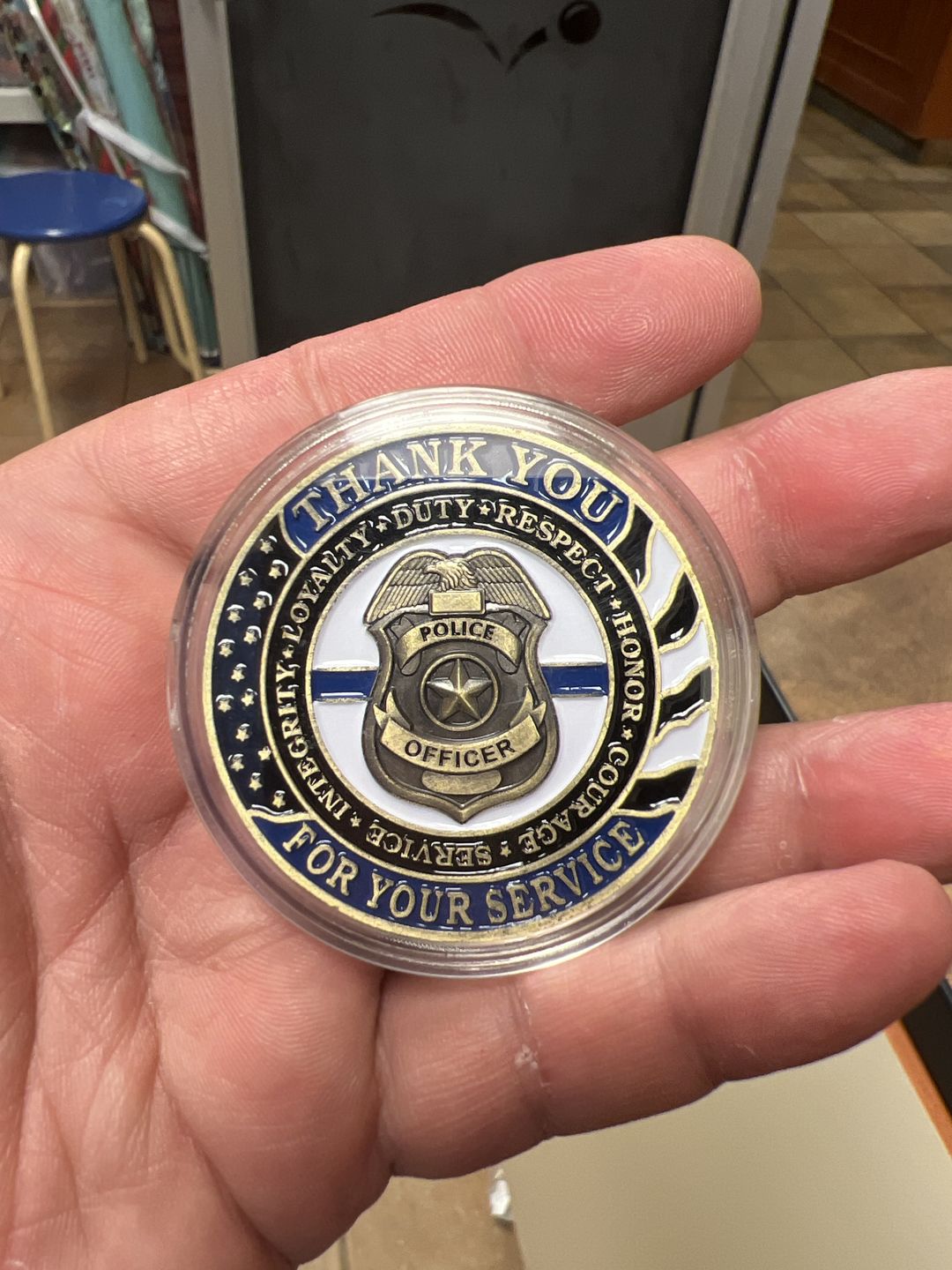Customer photo review of Police Thank You For Your Service Coin