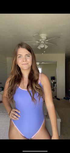 Customer photo review of MARLEY Lilac Scoop Neck One Piece