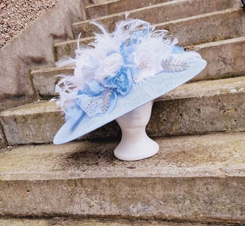 Customer photo review of Sinamay material wide brim saucer for millinery fascinators wedding hats HA082