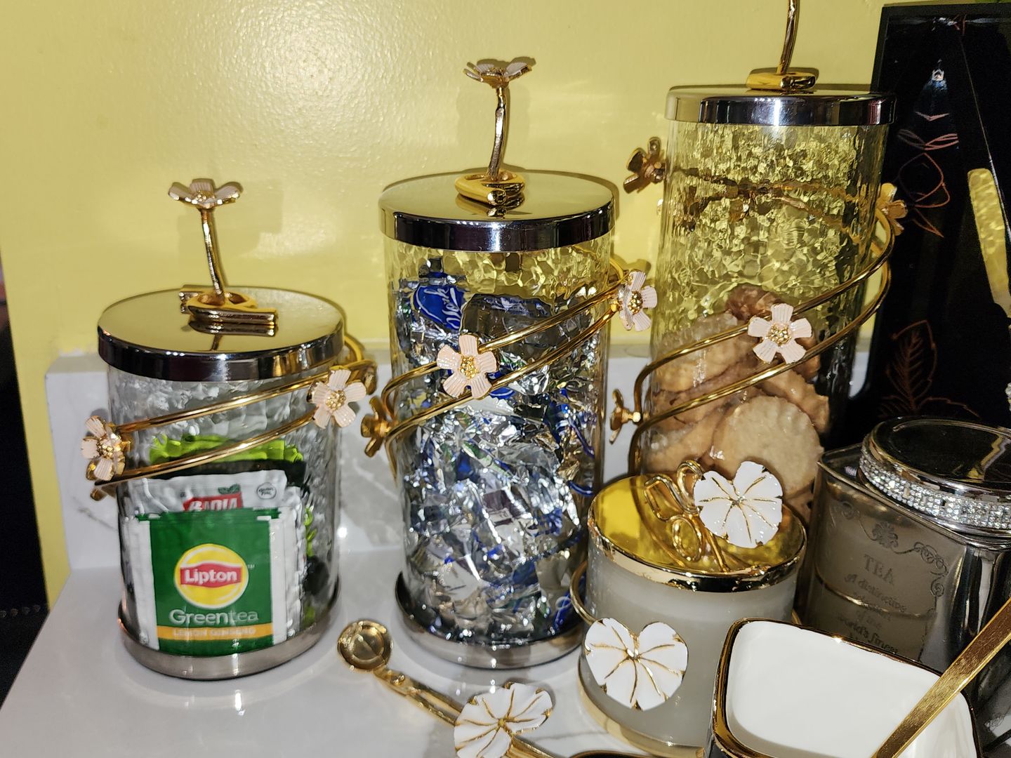 Customer photo review of Glass Canister With gold Enamel Cherry Blossom Design (3 Sizes)
