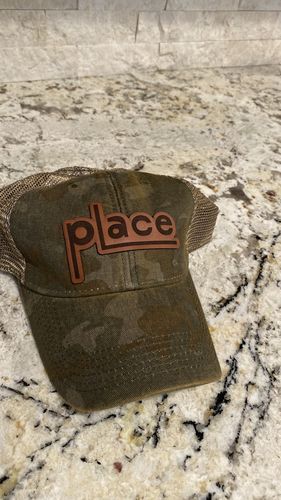 Customer photo review of Custom Leather Patch Legacy Trucker Hat