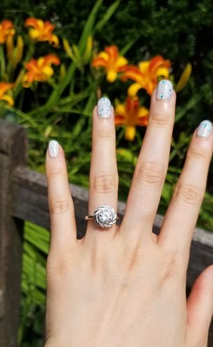 Customer photo review of Woven Solitaire 1.25ct Bezel CZ Ring in Sterling Silver
