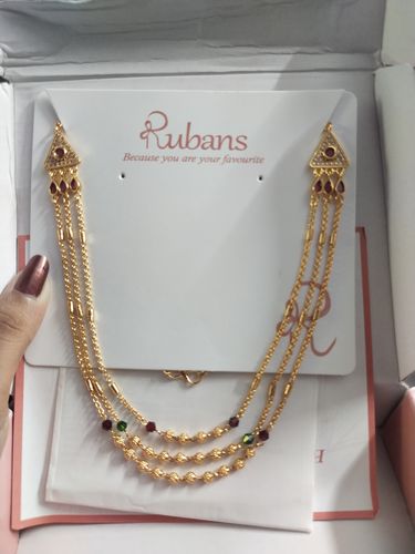 Customer photo review of Rubans 22K Gold Plated Handcrafted Layered Beaded Chain Necklace