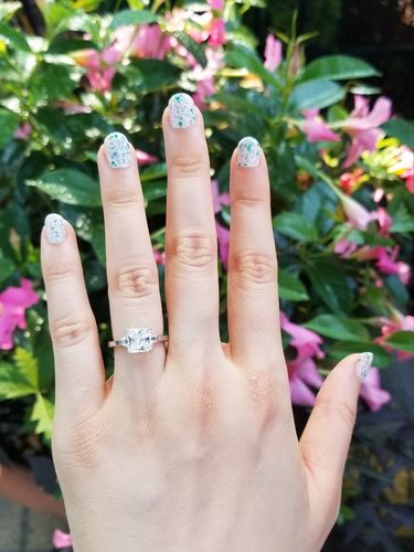 Customer photo review of 3-Stone 2ct Princess CZ Ring in Sterling Silver