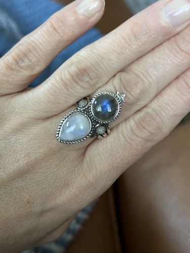 Customer photo review of Celestial Moonstone and Labradorite Silver Ring