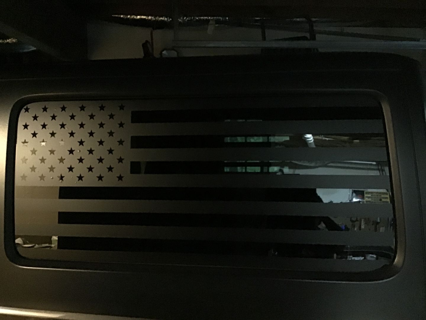 Customer photo review of American Flag Window Graphic for Wrangler Hard Top | Set of 2