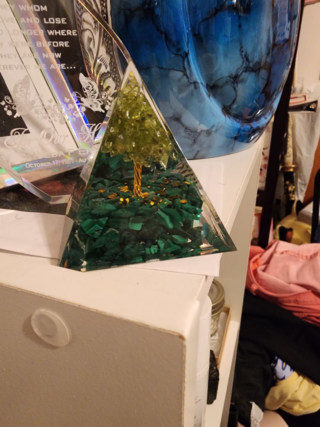Customer photo review of Malachite & Peridot Energy Pyramid