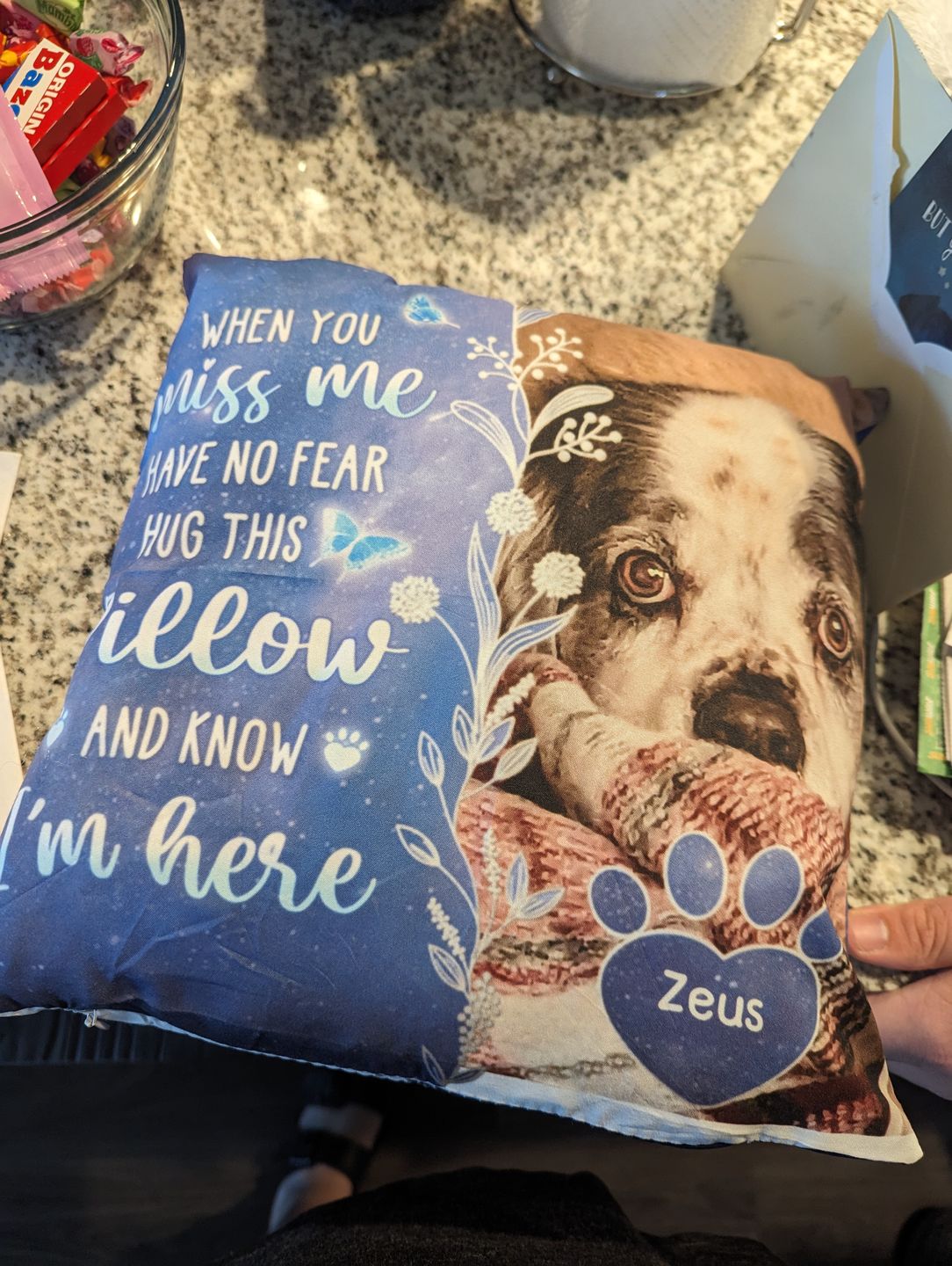 Customer photo review of Custom Photo My Love For You Is Always Here - Memorial Personalized Custom Pillow - Sympathy Gift, Gift For Pet Owners, Pet Lovers