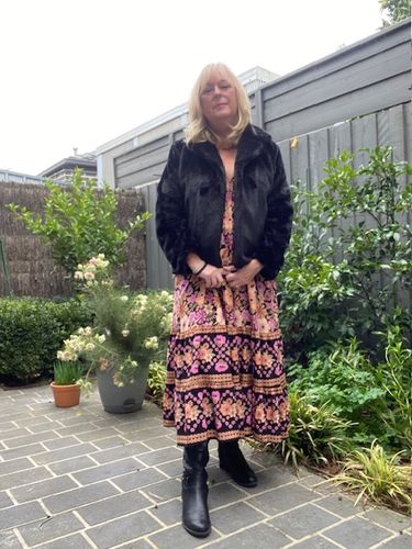 Customer photo review of Kayla Faux Fur Jacket in Black