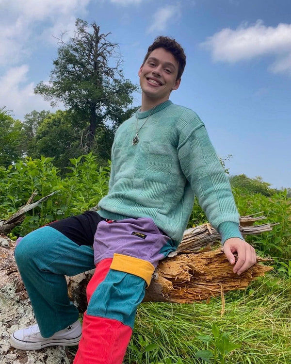 Customer photo review of Aelfric Eden "Back to 90's" Patchwork Color Block Corduroy Pants