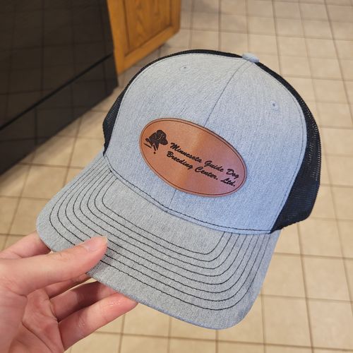 Customer photo review of Custom Leather Patch Trucker Hat - Richardson 112