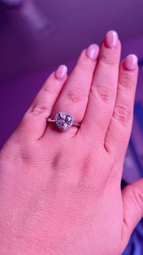 Customer photo review of Halo Heart Heart CZ Ring in Sterling Silver