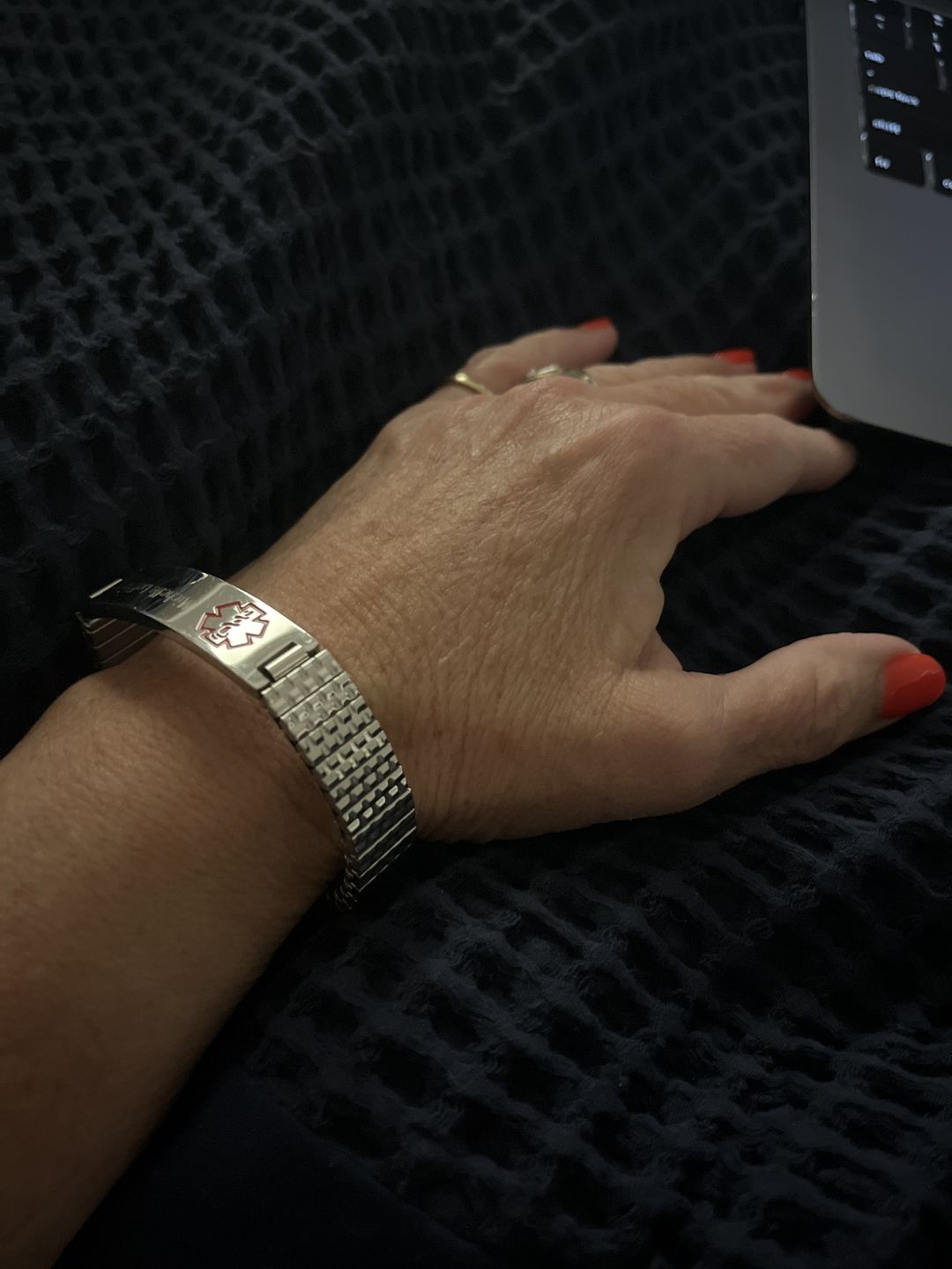Customer photo review of Stainless Steel Medical Alert ID Stretchable Bracelet