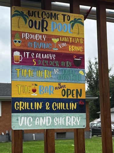 Customer photo review of Personalized Pool Metal Sign