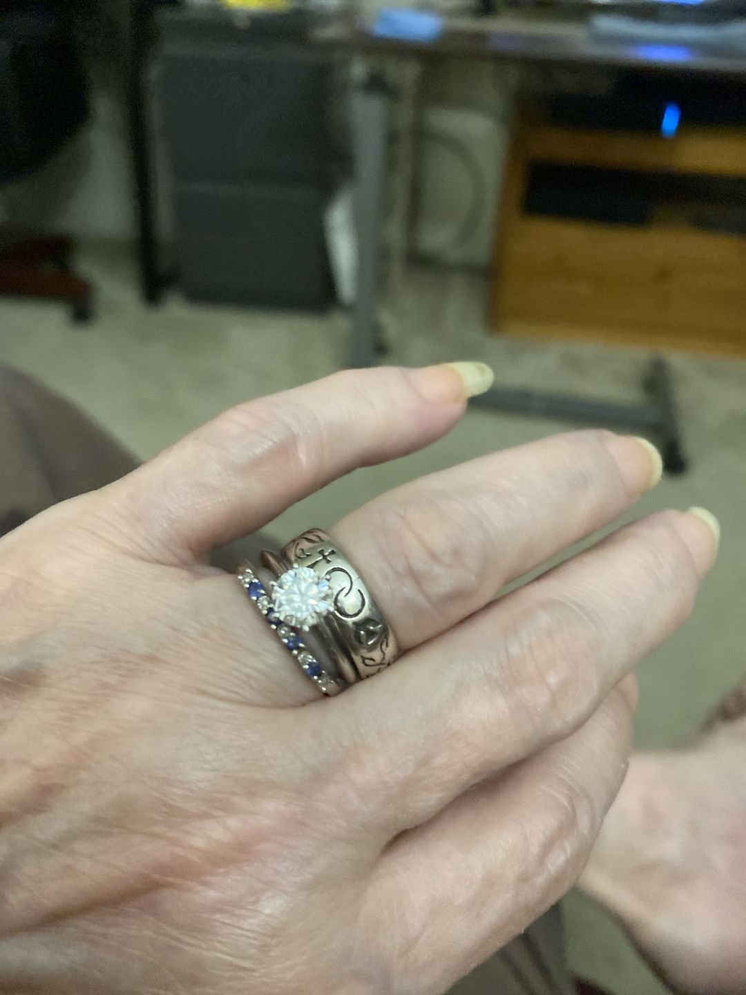 Customer photo review of Classic Solitaire Moissanite Six-Prong Sterling Silver Ring
