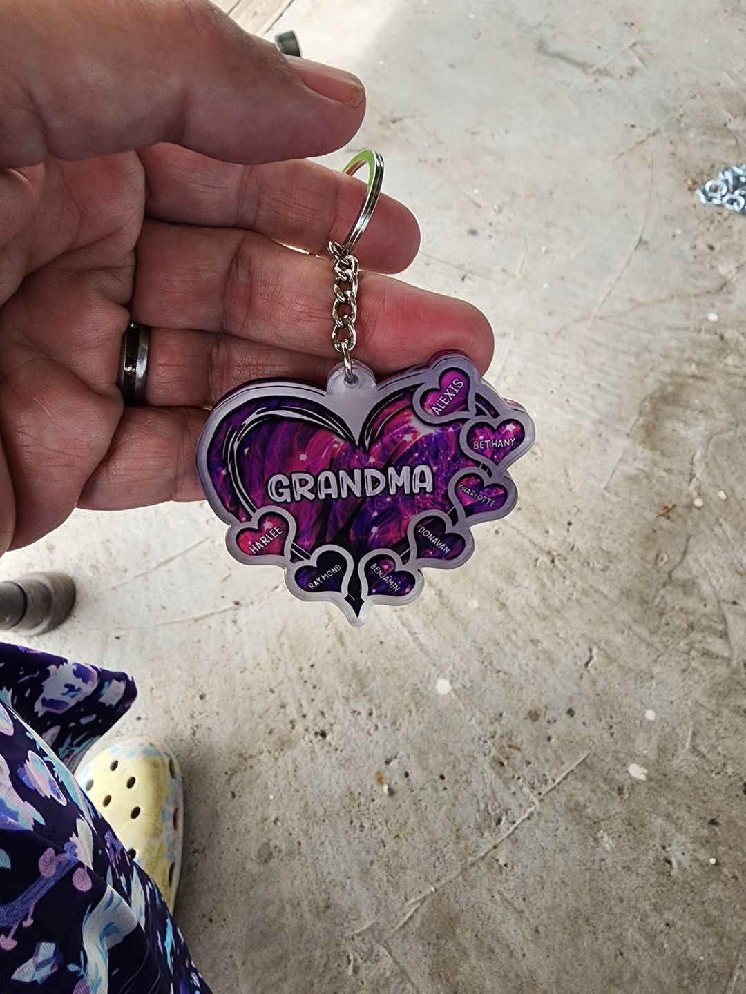 Customer photo review of Grandma- Mom Heart Kids, Multi Colors Personalized Acrylic Keychain