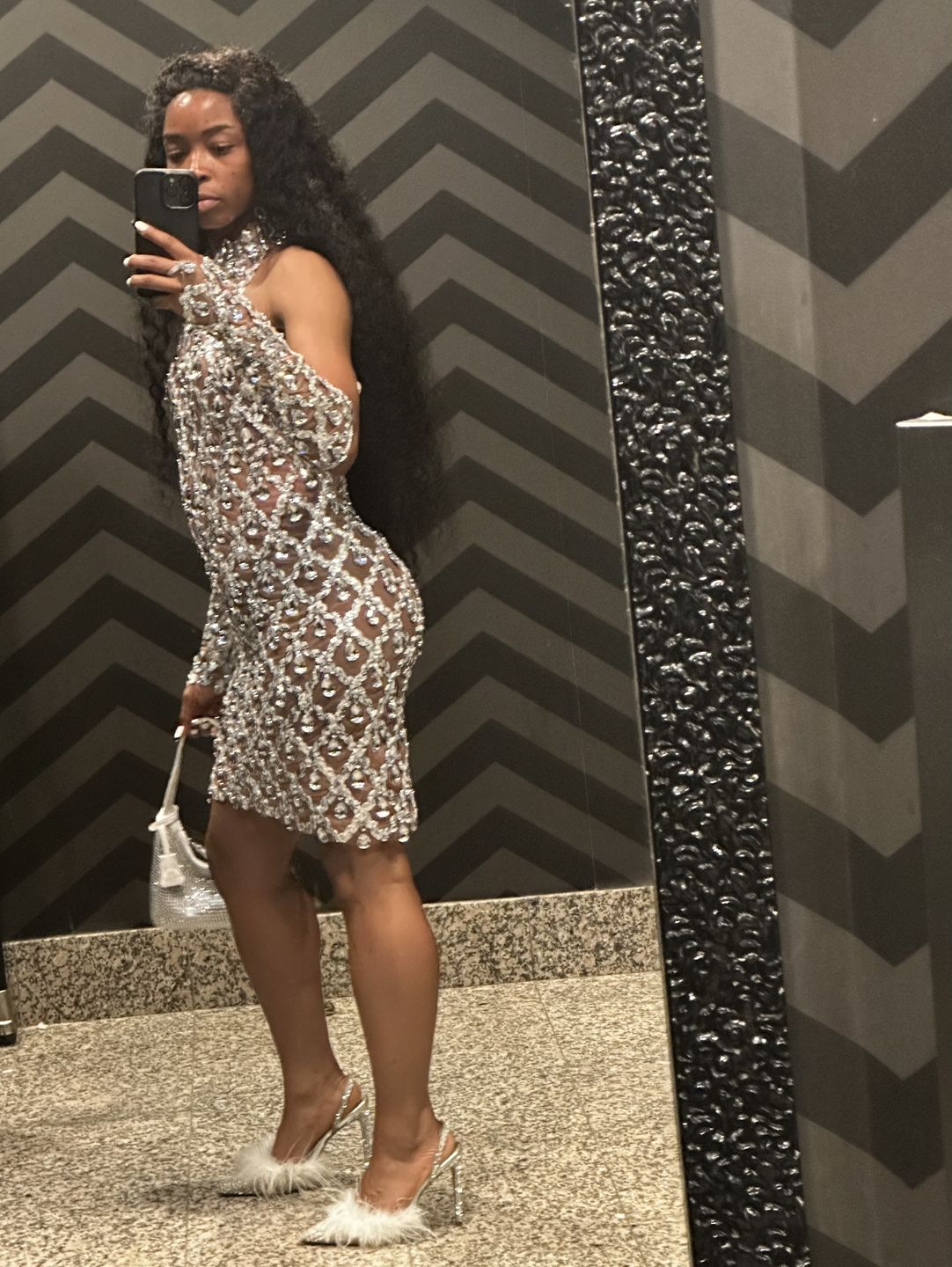 Customer photo review of Midnight Mini Rhinestone Dress Set (Ready To Ship)