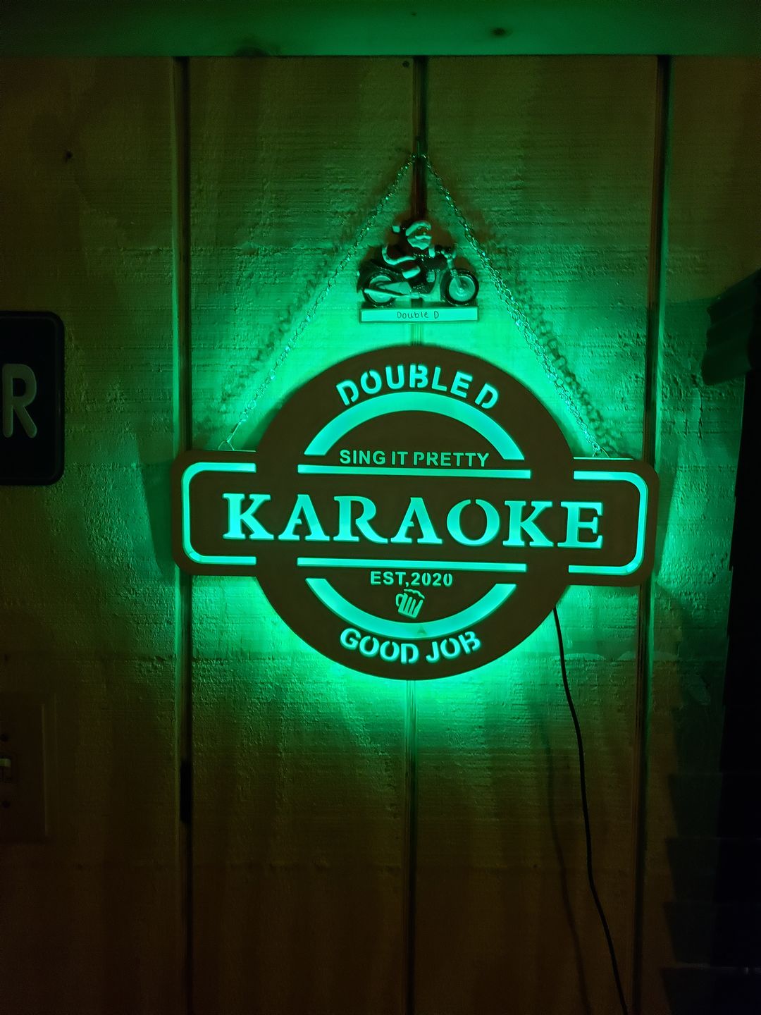 Customer photo review of Personalized LED Color Changing Man Cave Sign
