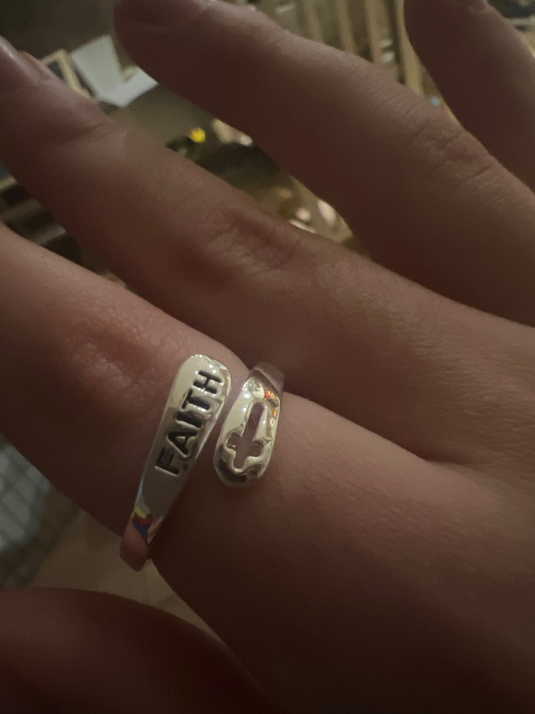 Customer photo review of "FAITH" & Cross Ring in 925 Sterling Silver