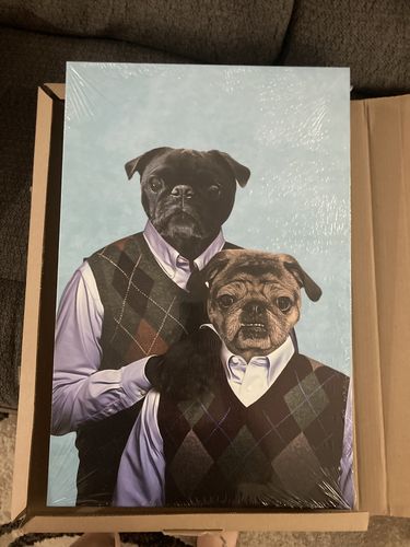 Customer photo review of Step-Doggos: Personalized 2 Pet Canvas