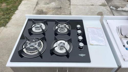 Customer photo review of Parrilla de Gas Empotrable de Cristal Templado 4 Quemadores