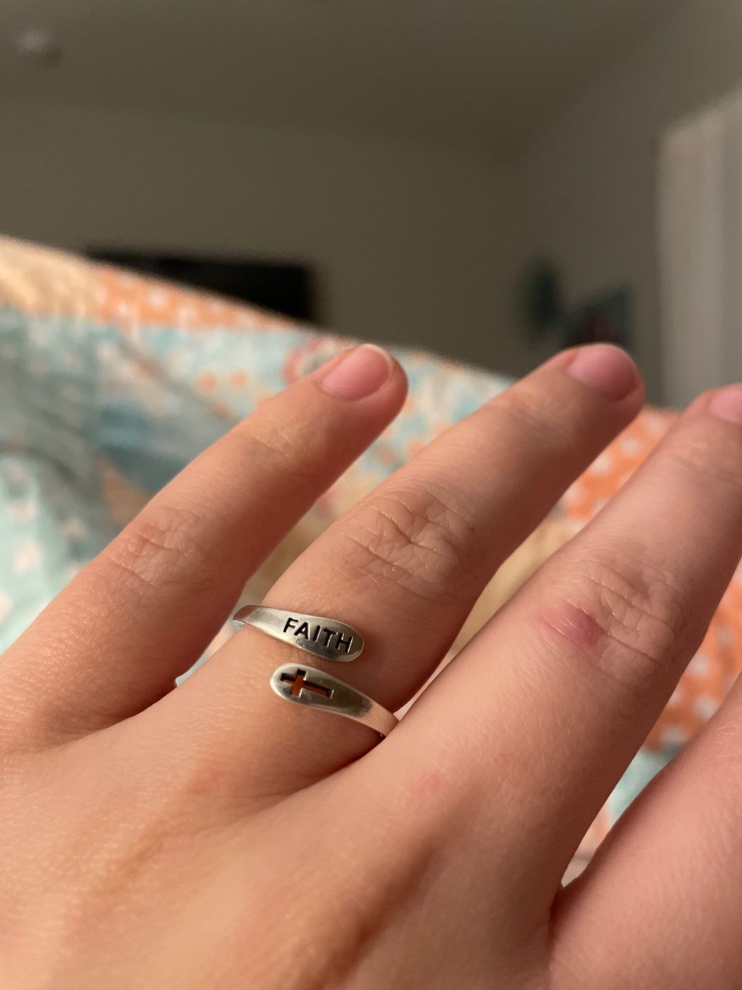 Customer photo review of "FAITH" & Cross Ring in 925 Sterling Silver