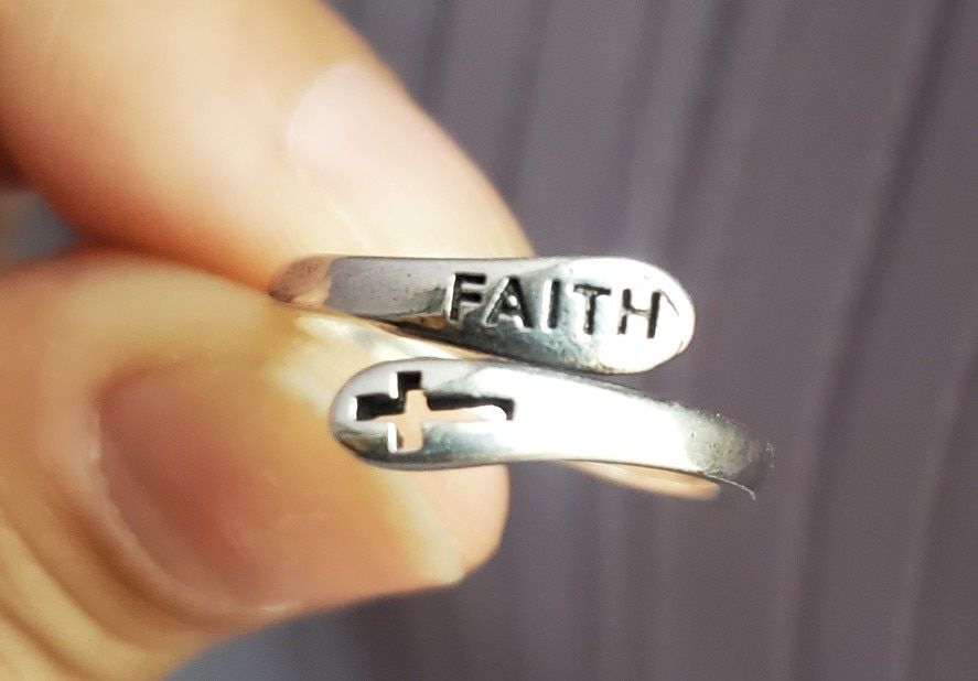 Customer photo review of "FAITH" & Cross Ring in 925 Sterling Silver