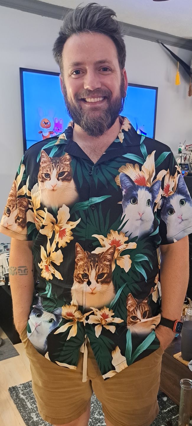 Customer photo review of Custom Hawaiian Shirt For Dog Lovers | Personalized Puppy Lovers Gift | Leaves & Flowers Pattern Dark Green Color Aloha Shirt