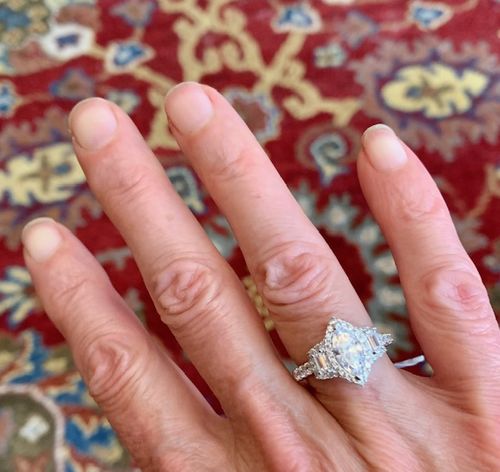 Customer photo review of 3-Stone Halo 1ct Marquise CZ Ring in Sterling Silver