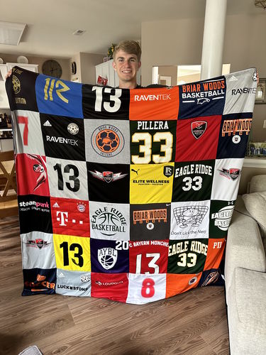 T-shirt quilt featuring briar woods basketball, eagle ridge basketball by Jessica from VA