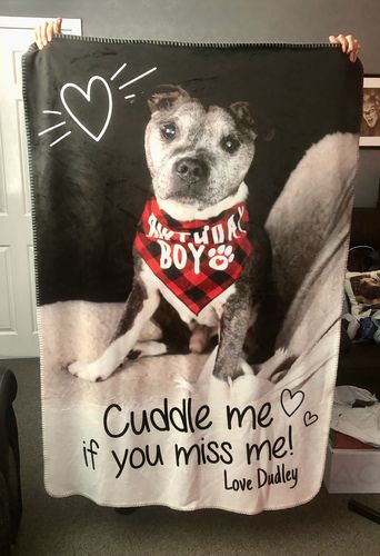 Customer photo review of Cuddle me if you miss me - Personalised blanket