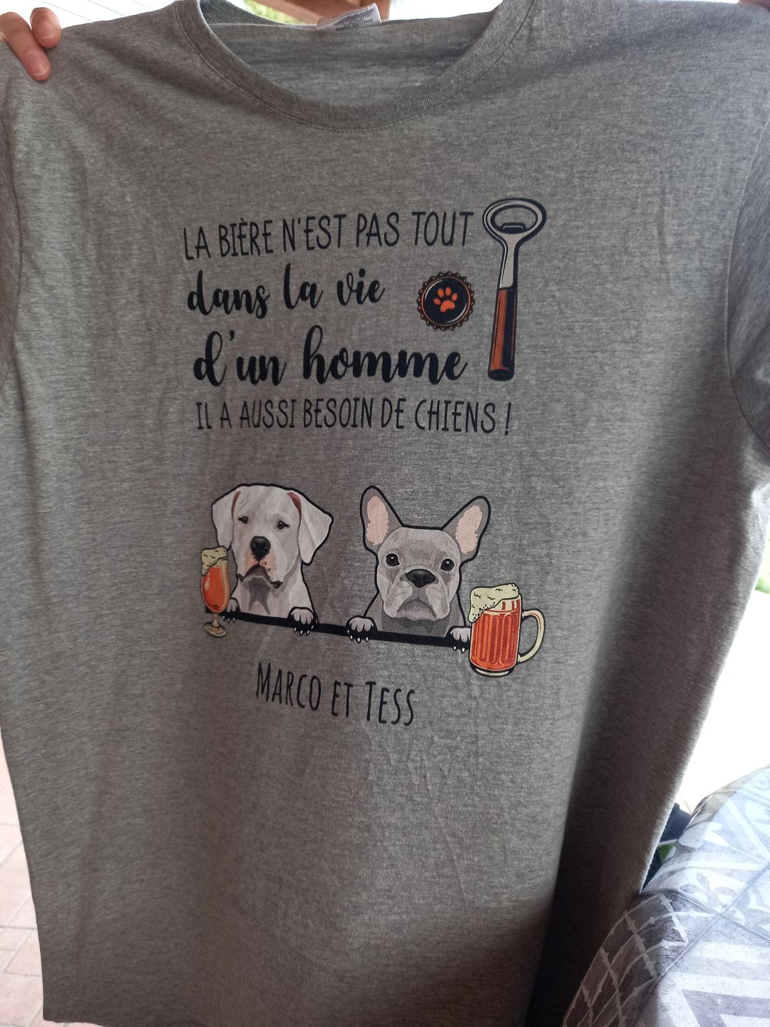 Customer photo review of Bière et Wouaf - T-Shirt personnalisé
