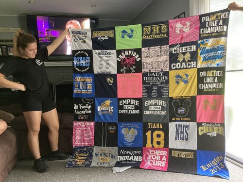 T-shirt quilt featuring newington cheerleading by SILVIA from CT