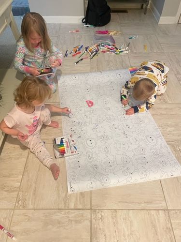 Customer photo review of Monsters Table Top Coloring Banner