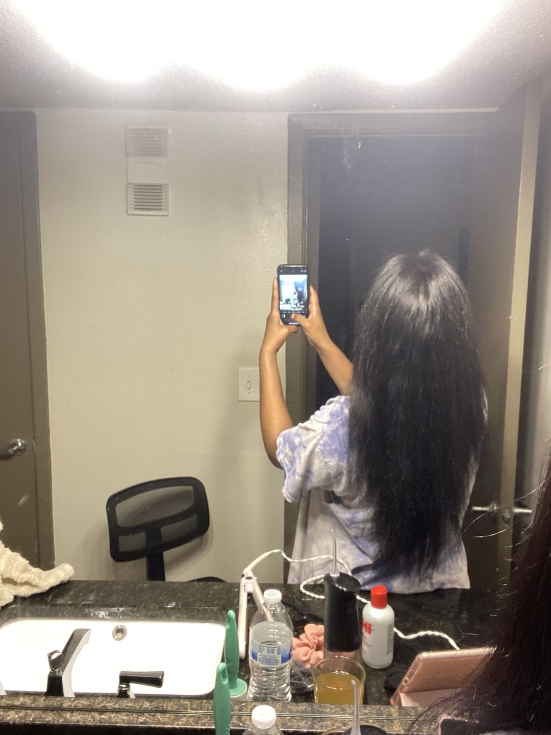 Customer photo review of Seamless PU Weft Clip In Hair Extensions Body Wave
