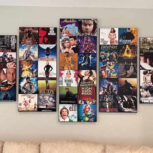 Customer photo review of Movie Collage Wall Art Framed, Classic Movie Or TV Show Canvas Poster, Customize Any Image/ Home Decor 5 Panel Prints