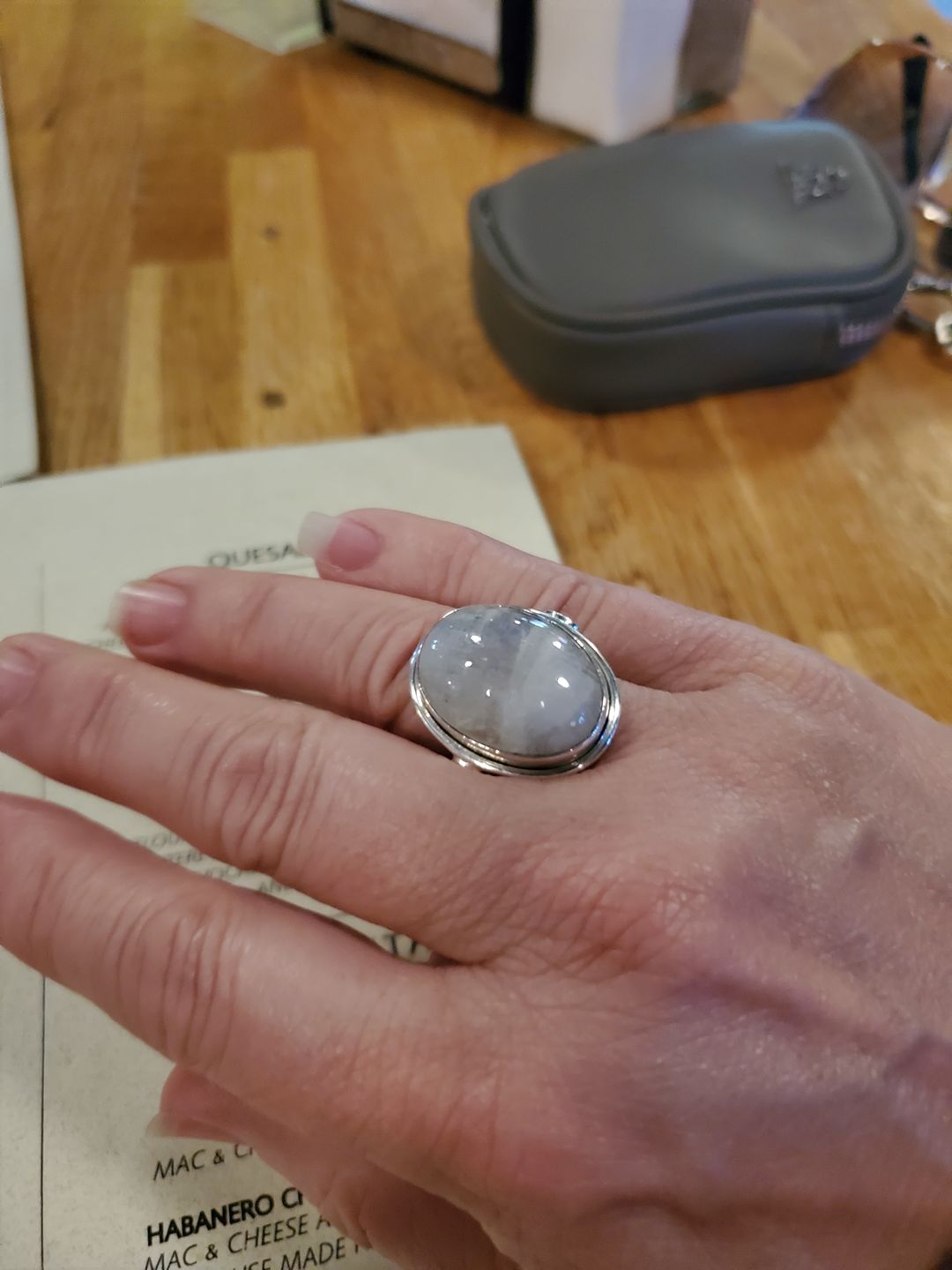 Customer photo review of Sterling Silver Rainbow Moonstone Ring