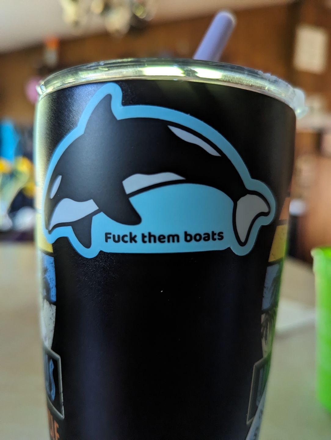 Customer photo review of F*** Them Boats Orca Sticker