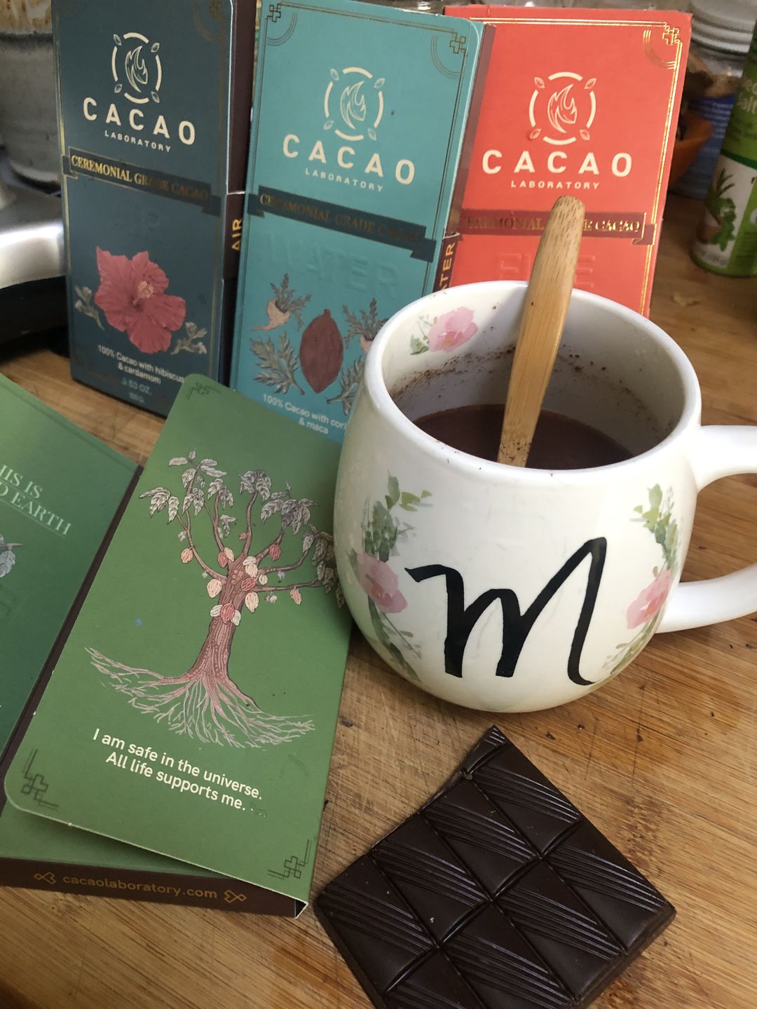 Customer photo review of Four Sacred Element Cacao Blends Variety Box (4 bars – 3.5 oz each)