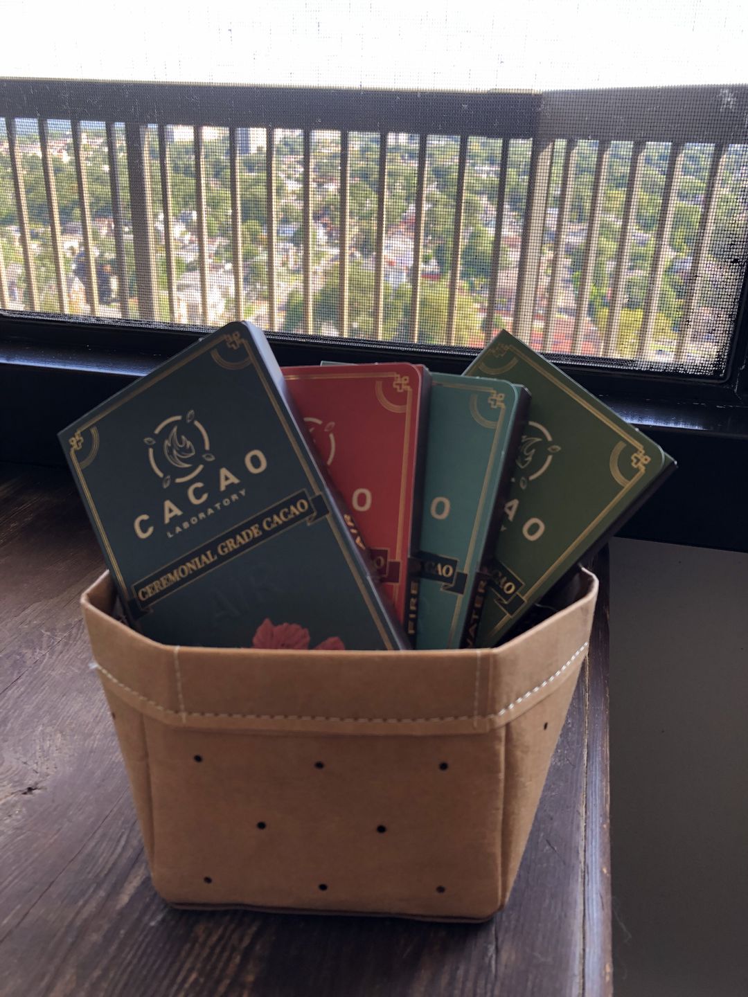 Customer photo review of Four Sacred Element Cacao Blends Variety Box (4 bars – 3.5 oz each)